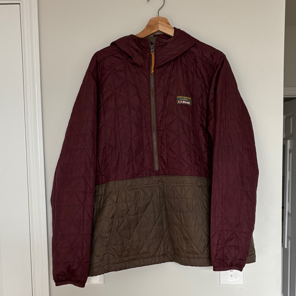 L.L. Bean Men's Maroon and Olive Quilted Jacket
